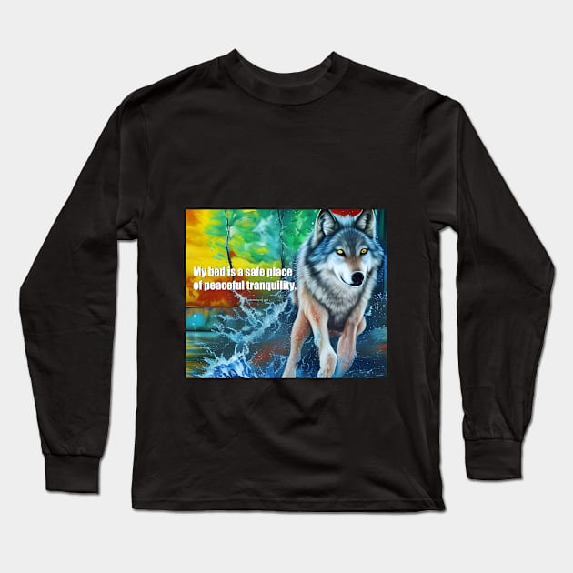 Safety mantra with wolf Long Sleeve T-Shirt by Dok's Mug Store